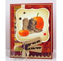 Cowboy Boots and Pumpkins Western Halloween Card - Kitchen Sink Stamps