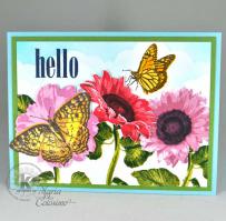 Hello Sunflowers card - Kitchen Sink Stamps STAMPtember
