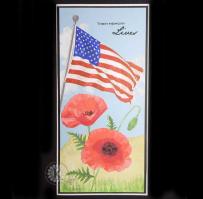 US Flag and Poppies card