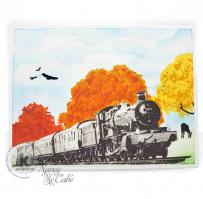 Autumn Train Ride card - Kitchen Sink Stamps