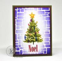 Christmas Tree and stone wall Holiday card