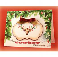 Texas Longhorn Christmas Card - Kitchen Sink Stamps