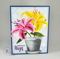 Two Tiger Lilies in a pot Hugs Card - Kitchen Sink Stamps