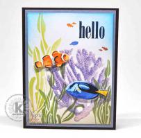 Tropical Fish, Coral and Seaweed Hello card