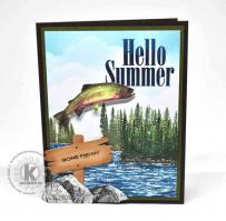 Hello Summer Gone Fishing Rainbow Trout Card - Kitchen Sink Stamps