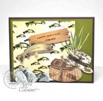 Happy Birthday Fishes Brook Trout Card - Kitchen Sink Stamps