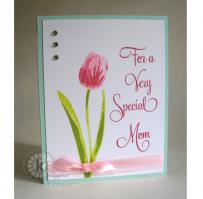 Pink Tulip Mother's Day Card - Kitchen Sink Stamps