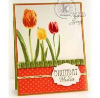 Parrot Tulips Birthday Card - Kitchen Sink Stamps