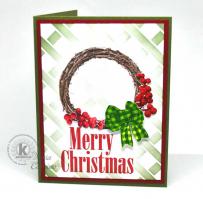 Merry Christmas Berries Wreath Card - Kitchen Sink Stamps
