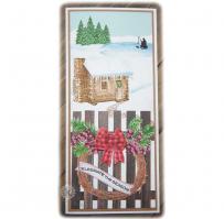 Winter Scene Wooden Gate Winterberries Wreath Card - Kitchen Sink Stamps