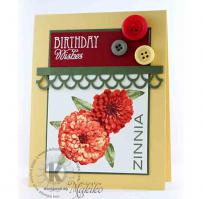 Orange Zinnias with Birthday Wishes - Kitchen Sink Stamps