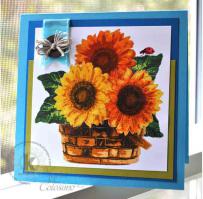 Basket full of Sunflowers Card - Kitchen Sink Stamps