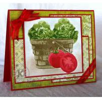 Basket full from the Garden Lettuce and Tomatoes Note Card - Kitchen Sink Stamps