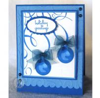 Blue Christmas Ornaments Holiday Card - Kitchen Sink Stamps