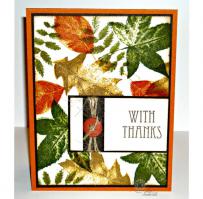 Falling Green, Yellow and Red  Leaves Thanks Card - Kitchen Sink Stamps