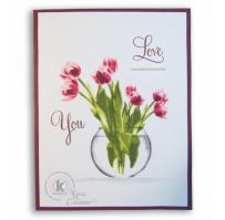 Love You Pink Tulips Card - Kitchen Sink Stamps