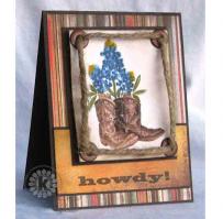 Bluebonnets and Cowboy Boots Howdy Card - Kitchen Sink Stamps