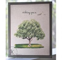 Green Tree on Brush stoke Grass Note Card - Kitchen Sink Stamps