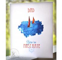 Sailboats Sailing on Blue Brush Stroke Father's Day Card - Kitchen Sink Stamps