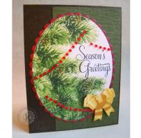 Decorated Christmas Tree Branches Season's Greeting Holiday Card - Kitchen Sink Stamps