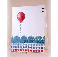 Single Red Balloon Birthday Card - Kitchen Sink Stamps
