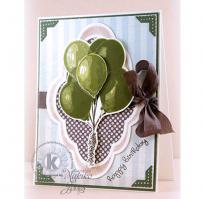 Green Bunch of Balloons Birthday Card - Kitchen Sink Stamps