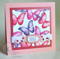 Pink and Purple Butterflies Hug Card - Kitchen Sink Stamps