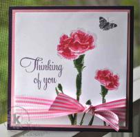 Pink Carnations Thinking fo You Card - Kitchen Sink Stamps
