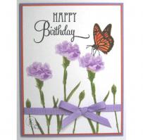 Purple Carnations Birthday Card - Kitchen Sink Stamps