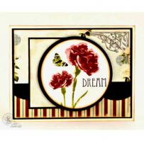 Dream Red Carnations Note Card - Kitchen Sink Stamps
