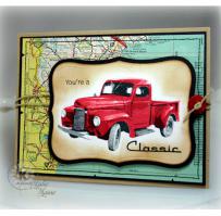 Red Classic Old Truck Birthday Card - Kitchen Sink Stamps