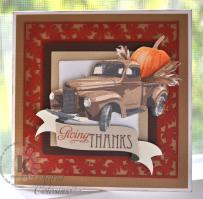 Brown Old Truck Filled with Giant Pumpkin Thanksgiving Card - Kitchen Sink Stamps