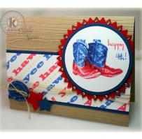Red and Blue Cowboy Boots Happy 4th of July Card - Kitchen Sink Stamps