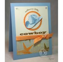 Welcome Little One Blue Cowboy Hat  Baby Card - Kitchen Sink Stamps