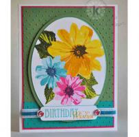 Colorful Daisies Birthday Card - Kitchen Sink Stamps