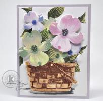 Basket of Dogwood Blossom Card - Kitchen Sink Stamps