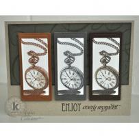 Copper, Silver, and Gold Pocket Watch Father's Day Card - Kitchen Sink Stamps