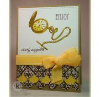 Gold Pocket Watch Enjoy the Moments Card - Kitchen Sink Stamps