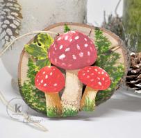 Forest Toadstool Christmas Wood Ornament from Kitchen Sink Stamps