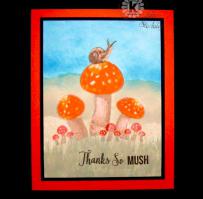 Toadstool Snail nature scene Thank You Card from Kitchen Sink Stamps