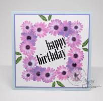 Sq Purple Daisy Birthday Card - Kitchen Sink Stamps