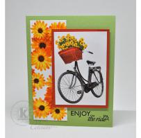 Sunny Daisy and Bicycle Card - Kitchen Sink Stamps