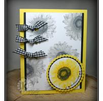 Yellow, Black and White Sunflowers Note Card - Kitchen Sink Stamps