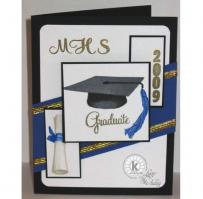 Blue and Gold Graduation Cap with Diploma Congratulations Card - Kitchen Sink Stamps