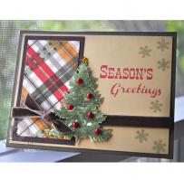 Seasons Greetings Christmas Pine Tree Card - Kitchen Sink Stamps