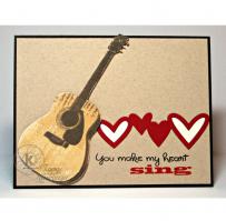 Guitar You Make My Heart Sing Valentine Card - Kitchen Sink Stamps