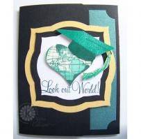 Look Out World Layered Heart Graduation Card - Kitchen Sink Stamps
