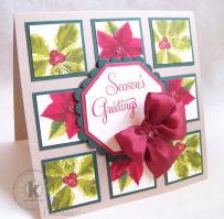 Holly and Poinsettia Christmas Card - Kitchen Sink Stamps