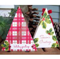 Holly and Plaid Pyramid Treat Boxes - Kitchen Sink Stamps
