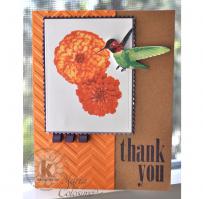Zinnias and Hummingbird Than You Card - Kitchen Sink Stamps